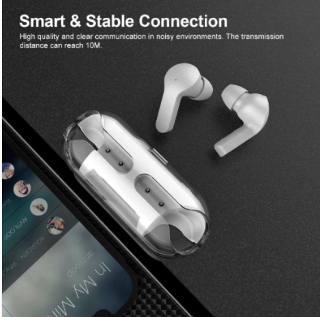 TWS Wireless Earbuds Transparent Case LED Display Touch Control Bluetooth 5.3