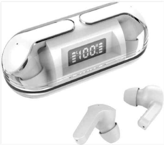 TWS Wireless Earbuds Transparent Case LED Display Touch Control Bluetooth 5.3
