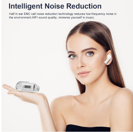 TWS Wireless Earbuds Transparent Case LED Display Touch Control Bluetooth 5.3